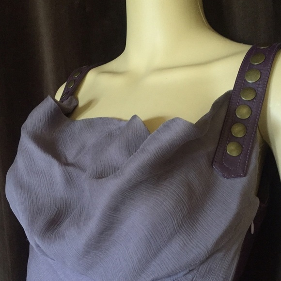 Catherine Malandrino Silk /Leather Harness Dress 4 - Picture 4 of 14